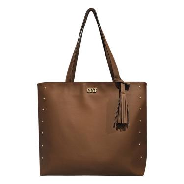 Imagem de Bolsa Sacola Feminina Grande De Ombro Universitária Reforçada Caramelo