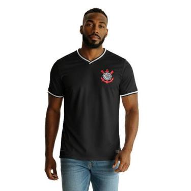 Imagem de Camiseta Corinthians Coimbra Fitness Punho e Gola Retilineo Masculina,