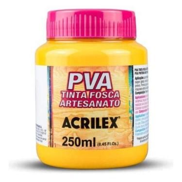 Imagem de Tinta Fosca Pva Artesanato Acrílex Amarelo Ouro 250ml - acrilex