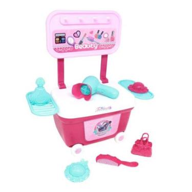 Imagem de Kit Carrinho Camarim de Beleza Brinquedo Para Menina 6 Peças Bel Fix -