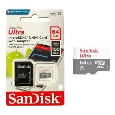 Imagem de Cartão De Memória Micro Sd 64gb COM ADAPTADOR, Sandisk Ultra Class 10,