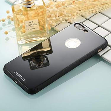 Imagem de CHAJIJIAO Capa ultrafina para iPhone 8 Plus e 7 Plus 0,8 mm de vidro temperado TPU Airframe capa traseira protetora capa traseira para telefone (cor: preta)