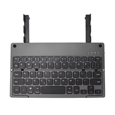 Imagem de Teclado dobrável, teclado bluetooth portátil, teclado de bolso de viagem, tablet, bateria recarregável de 140 mah com suporte preto, teclado sem fio para tablets, laptops