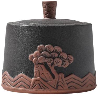 Imagem de 13,4 cm Chinês Vintage Grés Chá Armazenamento Selado Caddy Chá Kung Fu Cerimônia