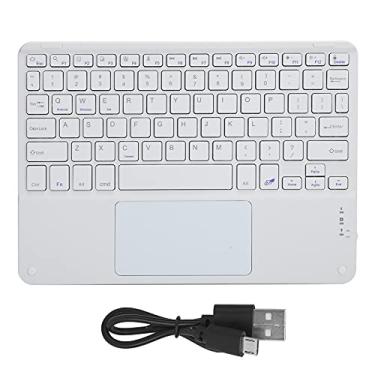 Imagem de ciciglow Teclado Bluetooth com touchpad, teclado sem fio estilo tesoura de 10 polegadas multifuncional acessórios externos para computador capa quadrada para smartphones, tablets, laptops (branco)