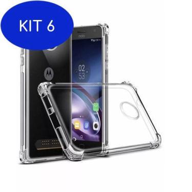 Imagem de Kit 6 Capinha Case Silicone Transparente Antichoque Moto G6 Play