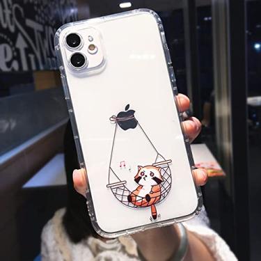 Imagem de Capa de telefone bonito animal dos desenhos animados cão gato porco para iphone 11 13 pro max xs xr x 12 mini 7 8 plus capa traseira à prova de choque em tpu macio transparente, gato na cama, para iphone 7(8)