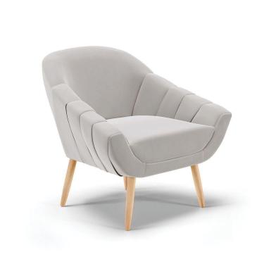 Imagem de Poltrona Giovana Veludo Natural Cinza