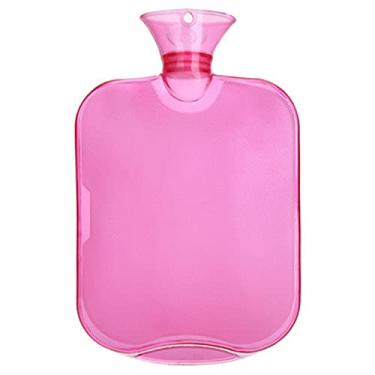 Imagem de Garrafa de água quente PVC ClearHot Water Bag para compressa quente e fria, aquecedor de pés de mão, ideal para cólicas menstruais, alívio da dor no pescoço e ombro, rosa, 2000ml