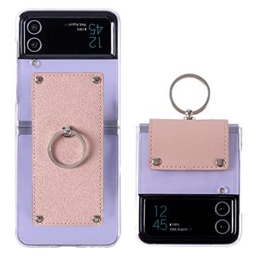 Imagem de Estojo de anel fashion para Samsung Galaxy Z Flip 4 5G Flip3 Flip 3 Fold Simples PC Cases de capa de couro, rosa, para Flip4