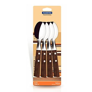 Imagem de Conjunto de Colheres de Mesa Tramontina Tradicional com Lâminas em Aço Inox e Cabos de Madeira Natural 12 Peças