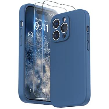 Imagem de SURPHY Capa projetada para iPhone 14 Pro com protetor de tela, (proteção da câmera e forro de microfibra macia), capa de telefone de silicone líquido, Blue Jay