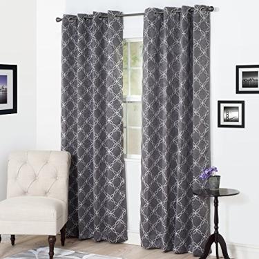 Imagem de Lavish Home Myra Room Painel de cortina escurecendo o quarto, 213 cm, carvão