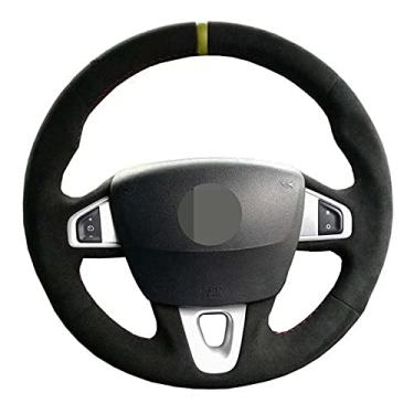 Imagem de MIVLA Capa de volante de carro DIY camurça de couro preto macio, apto para Renault Megane 3 (Coupe) RS 2010 2011 2012 2013 2014 2015 2016