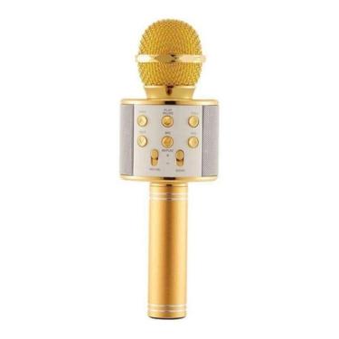 Imagem de Microfone Ws-858 Bluetooth Gold Sem Fio Com Alto-Falante