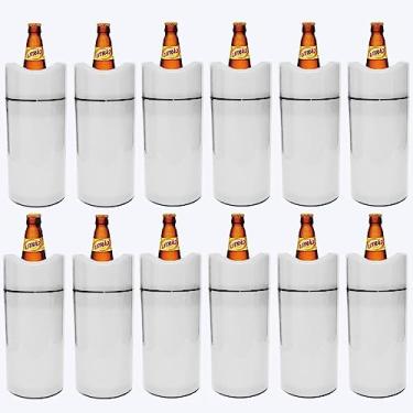 Imagem de Porta Garrafa Térmico Cerveja 1 Litro Camisinha Para Litrão Bar Restaurante Kit 12 Unidades (Branco)