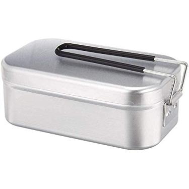Imagem de Caixa de aço inoxidável Bento? Caixa de almoço retangular, lancheira de metal de liga de alumínio, perfeita para adultos e crianças, escola, escritório, refeições e lanches em movimento, segura e ecológica (lancheira de alumínio de 1000 ml)