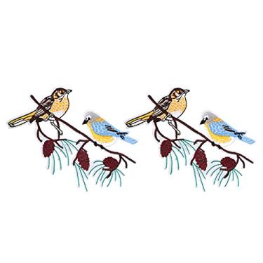 Imagem de 2 peças de remendos de ferro em bordado em forma de pássaros remendos de pano bordado para camiseta bolsa de roupas, jaqueta, mochila e sapato