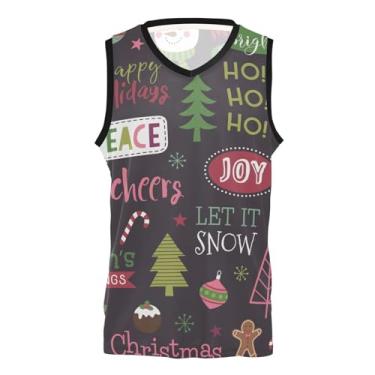 Imagem de KLL Camiseta de basquete casual Merry Christmas Element para festa com absorção de umidade para jovens adultos, Merry Christmas Element, GG