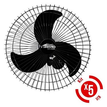 Imagem de Kit 5 Ventiladores De Parede 60cm Oscilante Preto Turbão 200w Bivolt 2 Rolamentos