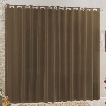 Imagem de Cortina 3 Mts Sala Quarto Voal E Linho Para Trilho Comum Barata Tabaco