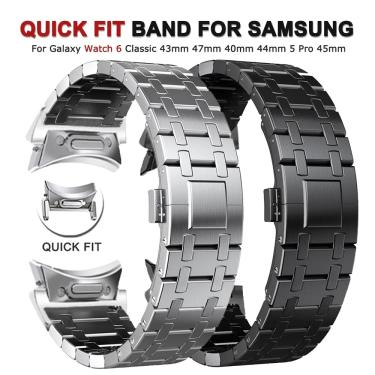 Imagem de Bracelete de luxo em metal para Samsung Galaxy Watch 6 Classic  Stainless Steel Band  Curved End