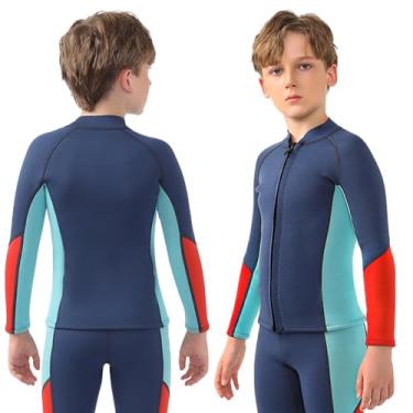 Imagem de Intbost Roupa de mergulho infantil para meninas, jaqueta de 2 mm, para manter quente em água fria, roupa molhada, para crianças, T4, 3T, mergulho, snorkeling, natação, paddle, embarque, caiaque