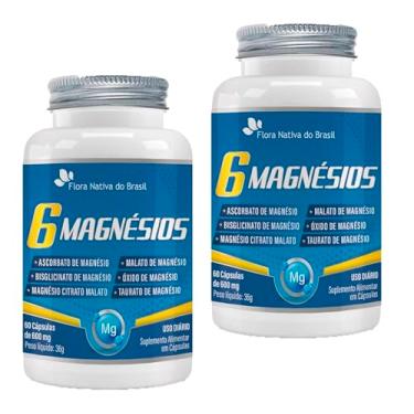 Imagem de Kit 2uni de 6 Magnésios (Taurato, Malato, Citrato, Ascorbato, Quelato e Óxido) - Flora Nativa do Brasil