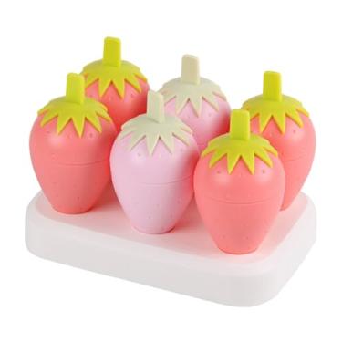 Imagem de DOITOOL Molde de morango, pacote com 6, máquina de picolé de gelo DIY para crianças, petiscos caseiros, utensílios de cozinha de verão