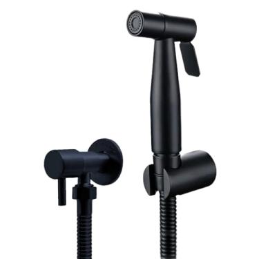 Imagem de Ducha Higiênica 1/4 Volta Luxo Gatilho Aço Inoxidável 304 Banheiro Preto