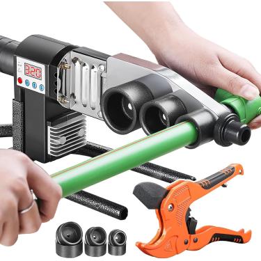 Imagem de Máquina de solda por fusão de tubo, máquina de solda Ppr com display digital (100-320 ℃), para soldagem (20-32 MM / 20-63 MM) Tubo PPR/PE/PP, com tesoura, fio anti-escaldante de 2,7 M, 6
