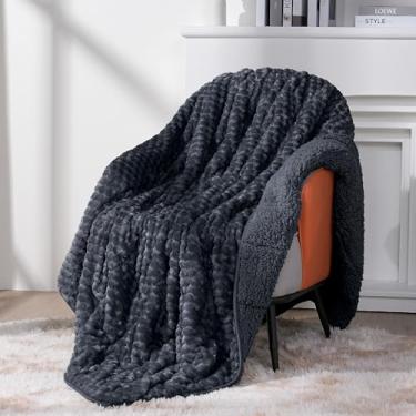 Imagem de Topblan Cobertor Ponderado de Lã de Ovelha Macia Tamanho Queen, Cinza Escuro, 152 cm x 203 cm, 9 kg