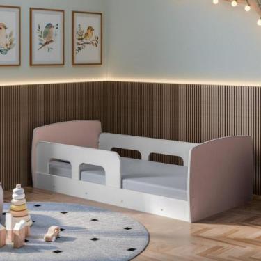 Imagem de Mini Cama montessoriana com Proteção Lateral Ninho Movelbras, Rosa