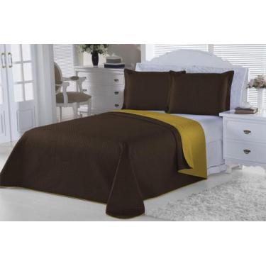 Imagem de Cobre Leito Solteiro Tabaco/Mostarda 2,50m - 100% Poliéster - Aquarela