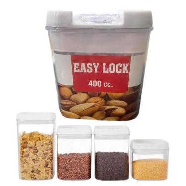 Imagem de Pote Hermético Acrílico Quadrado Medio 400Ml Cor Branco - Tesla Store