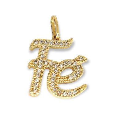 Imagem de Pingente de ouro 18k fé Cravejado - Elegancy Joias