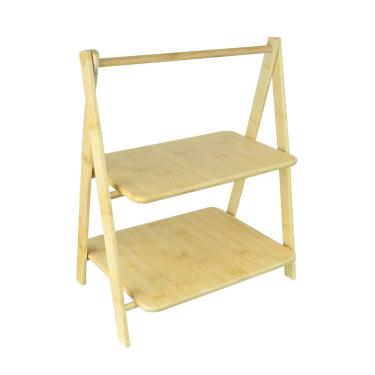 Imagem de Petisqueira 2 Andares De Bambu Com Alça E Pés De Apoio 37,5Cm