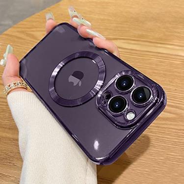 Imagem de Uioeua Capa magnética transparente compatível com iPhone 16 Pro Max, capa MagSafe transparente à prova de choque com protetor de lente de câmera completo para iPhone 16 Pro Max, feminino, meninas,