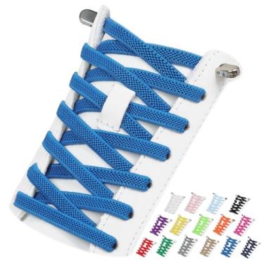 Imagem de Puzeam 2 pares de cadarços elásticos sem cadarço para tênis, cadarços sem amarração para adultos e crianças, Azul, 32 Inch ( 80cm )
