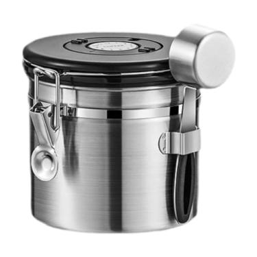 Imagem de Ioensy Lata de café, lata de chá e açúcar, ferramenta de armazenamento de cozinha, armazenamento de café moído de aço inoxidável para doces, chá de folhas, Prata, 1.2l