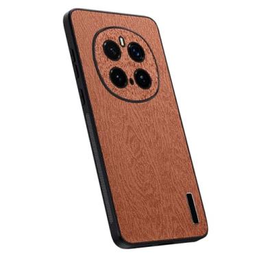 Imagem de HAO RIYLN Capa para Honor Magic 7 Pro/7, proteção total de lente couro textura de madeira capa de telefone fina proteção contra queda anti-impressão digital, marrom, 7Pro