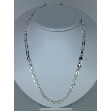 Imagem de Corrente Cordão masculina cadeado  curta 70cm 5mm prata 925  - Michest