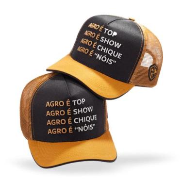 Imagem de Boné Agro É Nóis Agro É Show Agro É Chique Trucker Preto  - Pampas Cou