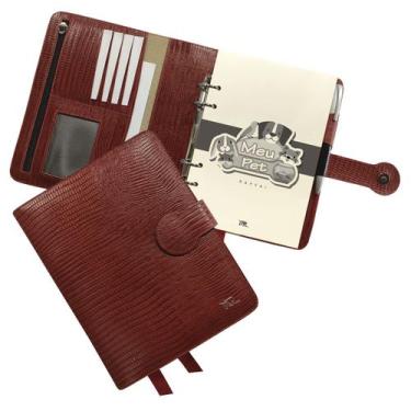 Imagem de Agenda Meu Pet Couro 167-R Personalizada Raffai Couros, Vermelho Lizar