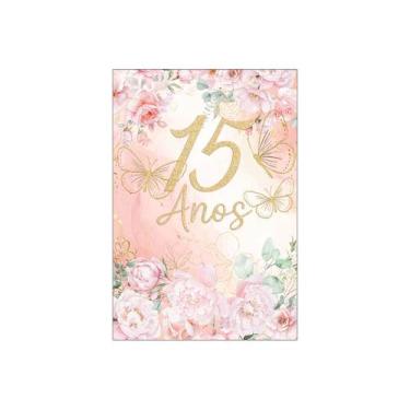 Imagem de Painel De Festa Vertical 1,50 x 2,20 - Borboletas e Flores 15 Anos 235