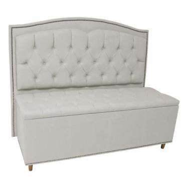 Imagem de Kit Cabeceira e Calçadeira Com Baú 160 cm Queen Casal Diana Suede Bege
