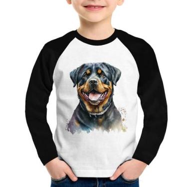 Imagem de Camiseta Raglan Infantil Cachorro Rottweiler Manga Longa - Foca na Mod