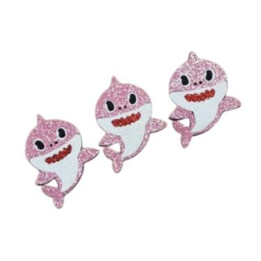 Imagem de Aplique de EVA Baby Shark Glitter Rosa 8cm x 6cm - 03 Unidades - Make 