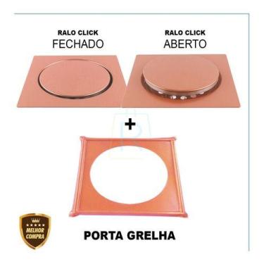 Imagem de Ralo Click 10x10 Cm Inteligente Cores Inox + Porta Grelha - Confiança 