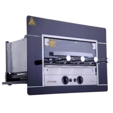Imagem de Churrasqueira a Gás Natural de Embutir Titan Titanium Preto 4 Espetos Rotativos 220V